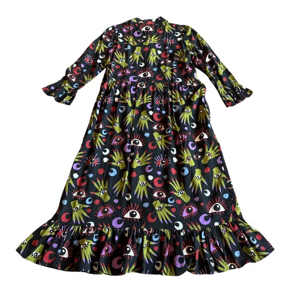 Nooworks Olive Dress Long Sleeve Button-Down Maxi Length Witchy Ways Size Large - Picture 9 of 13